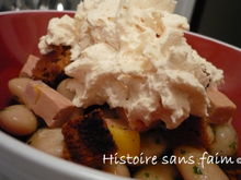 Salade d'haricots de Soissons et chantilly de foie gras