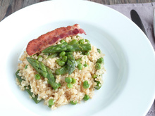 Boulghour façon risotto asperges et garden peas