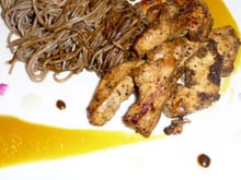 Emincé de Poulet Shichimi, Coulis Mangue/Poivron