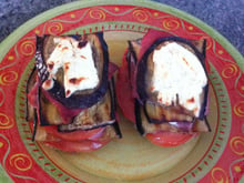 Bruschettas aubergine / tomate / jambon / fromage