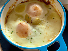 Œuf cocotte roquefort/poire