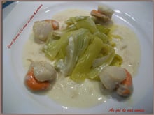 Saint-Jacques à la crème au cidre et poireaux