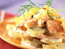 Lasagnes de pommes de terre aux deux saumons