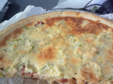 Tarte courgette / tomates / gruyère / pancetta