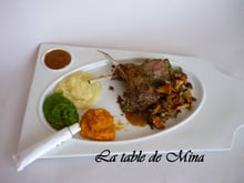 Carré d'agneau en croûte d'herbes fraîches, comme une palette de peinture