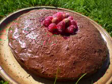 Légèreté chocolatée aux framboises et pépites de chocolat