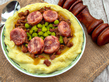 Purée pois cassés avec saucisse Toulouse