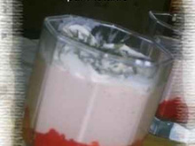 Milk-shake Banane, Framboises écrasées au sucre