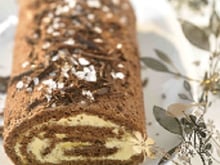 Bûche chocolat et caramel au beurre salé