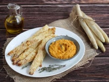 Asperges des Sables des Landes IGP panées au four et dip de carottes