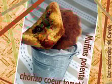 Muffins polenta chorizo cœur tomaté