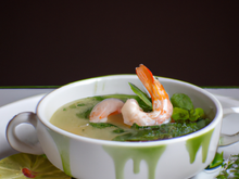 Soupe de cresson aux crevettes