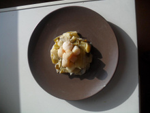 Fondue de poireaux et pétoncles