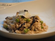 Risotto aux trompettes de la mort et petits pois
