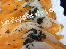 Carpaccio de mangue à l'huile d'olive parfumée à la vanille