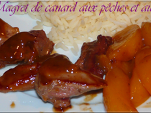 Magret de canard aux pêches et au miel