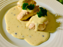 Suprême de chapon et sauce à la crème de muscat