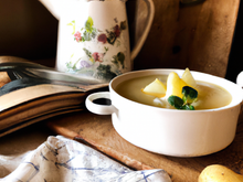 Soupe pommes de terre, poireaux, bouquet garni