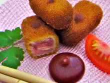 Croquettes de Ratte du Touquet, jambon à l'os et pulpe Tomato Ketchup