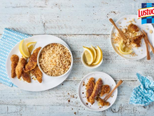 Quinoa aux herbes fraiches et blancs de volaille panés