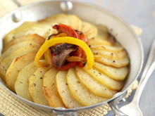 Tian de Primeurs de Camargue à l'oignon rouge et aux poivrons grillés