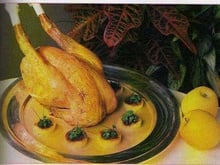 Chapon rôti aux pommes et au boudin noir