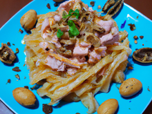 Pâtes au saumon et noix