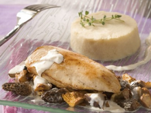 Suprêmes de pintade au Champagne et petits champignons