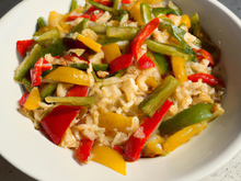 Wok de poivrons au riz de camargue