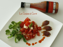 Salade de tomates et filet mignon séché au piment d'Espelette