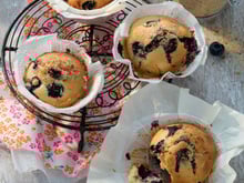 Muffins aux myrtilles et germes de blé