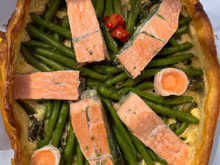 Quiche au saumon et haricots verts