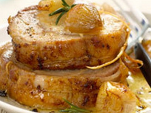 Rôti de porc caramélisé aux échalotes