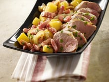 Filet mignon de porc au cidre et dés de lardons