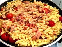 Pâtes au saumon et ses petites tomates cerises