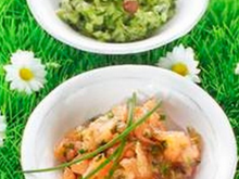 Duo de tartare aux saumons, courgettes et ciboulette