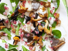 Une salade de mâche aux champignons et à la grenade.... façon tableau de peintre