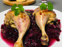 Chapon braisé à la kriek