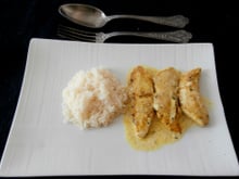 Poulet mariné curry, épices, coco et citron vert