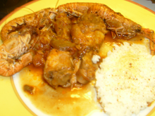 Poulet aux langoustines