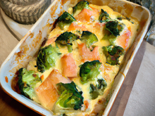 Gratin de brocolis au samon fumé