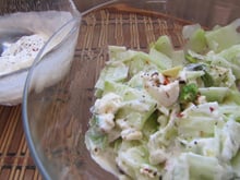 Salade concombre, avocat, feta sauce philadelphia