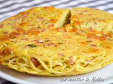 Gâteau de spaghettis aux lardons et cheddar