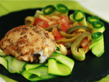 Poulet épicé et ses tagliatelles de courgettes sauce légumes
