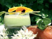 Truite du Pays Basque, risotto d'asperges vertes et capuccino de petits pois du Lot-et-Garonne