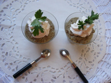 Verrines de cappuccino de cèpes et sa chantilly au lard fumé