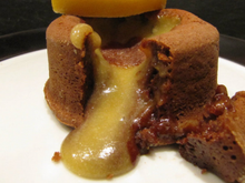 Coulant au chocolat à la crème de calisson