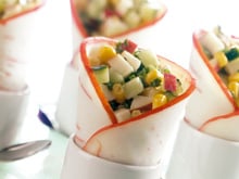 Légumes croquants en cornet de Tranches de la Mer Coraya