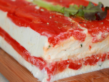 Terrine de poivron grillé, chèvre frais et basilic