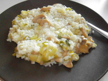 Risotto au poireau et champignons